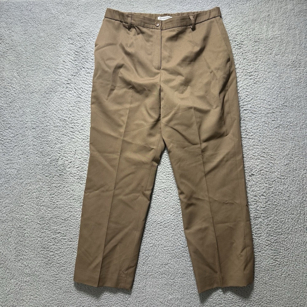 Pendelton Wool Dress Pants Women's 12 Tall Brown Wide Straight Leg Brown Lined